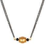 Jfl - jewellery for less traditional ethnic gold plated dholak shape pendant mangalsutra for women