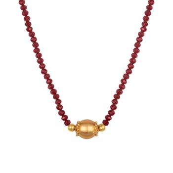 Jfl - jewellery for less traditional gold plated red crystal dholak shape pendant mangalsutra for women, 1