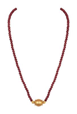 Jfl - jewellery for less traditional gold plated red crystal dholak shape pendant mangalsutra for women, 2