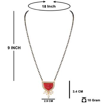 Jfl - jewellery for less gold plated pendant with cz american diamond studed & pearl drop mangalsutra for women 3
