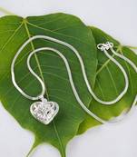 Jfl - jewellery for less stylish silver plated heart shaped pendant and chain for women and girls