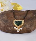 Jfl - jewellery for less  gold plated pendant with cz american diamond studed & pearl drop mangalsutra for women