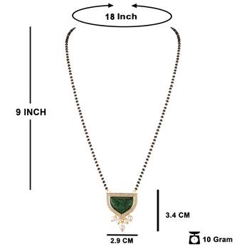 Jfl - jewellery for less  gold plated pendant with cz american diamond studed & pearl drop mangalsutra for women 4