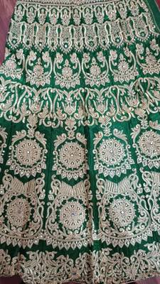 Green Zari And Sequins Embroidered Semi Velvet Designer Wedding Lehenga  10