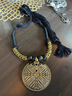 Antique Gold Plated Tassel Necklace 2