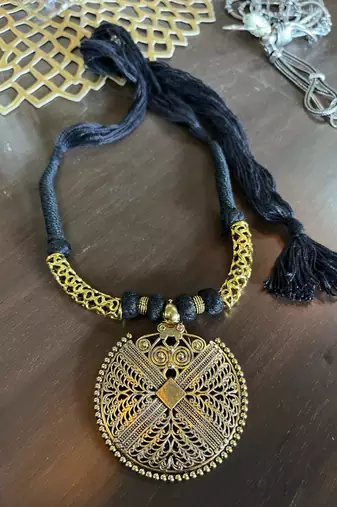Antique Gold Plated Tassel Necklace