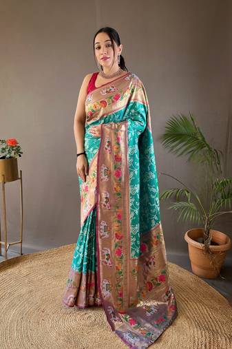 Paithani And Patola Fusion Meenakari Pallu And Elegant Border 