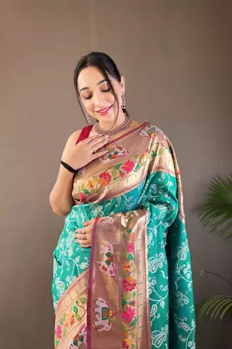 Paithani And Patola Fusion Meenakari Pallu And Border 