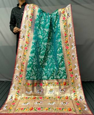 Paithani And Patola Fusion Meenakari Pallu And Border  5