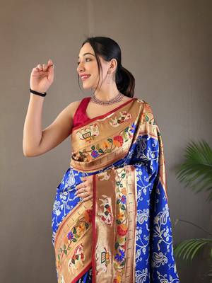 Paithani And Patola Fusion Meenakari Pallu And Elegant Border 3