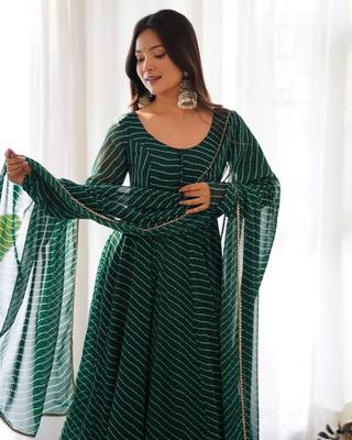 Pure Fox Georgette Laheriya Print Fabric Fully Flair Anarkali, With Dupatta And Pent 7