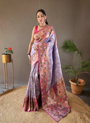 Paithani And Patola Fusion Meenakari Pallu And Border 1