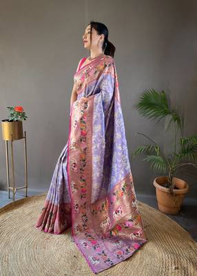 Paithani And Patola Fusion Meenakari Pallu And Border 5