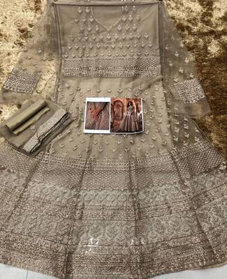Beige Anarkali suit Semi stiched 3