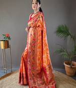 Paithani And Patola Fusion Meenakari Pallu And Elegant Border