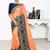 Orange Zari Embroidered Siroski Stone Border Silk Jacquard Party Wear Saree With Blouse Piece