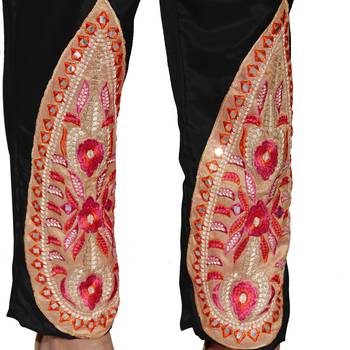 Orange Embroidered Georgette Semi Stitched Salwar With Dupatta 4