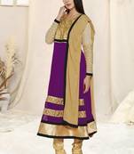 Purple Embroidered Georgette Semi Stitched Salwar With Dupatta