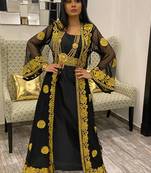 Black and Gold Georgette Aari Work Kaftan