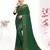 Bottle Green Siroski Stone Border Satin Party Wear Saree With Blouse Piece