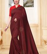 Brown Siroski Stone Border Two Tone Silk Party Wear Saree With Blouse Piece