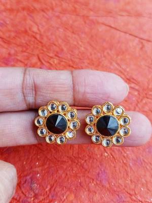 Rozmili  kundan mix color earrings studs 1