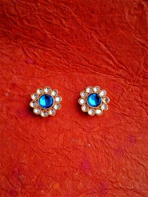 Rozmili  kundan mix color earrings studs 3