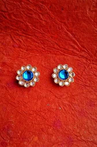 Rozmili  kundan mix color earrings studs