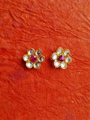 Rozmili  kundan mix color earrings studs 1
