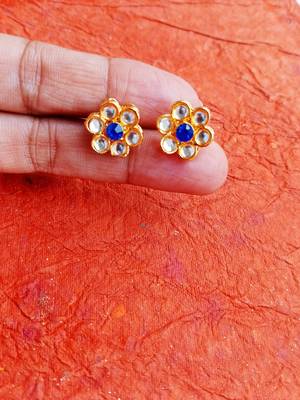 Rozmili  kundan mix color earrings studs 2