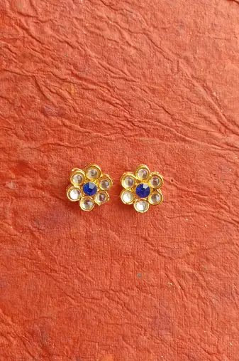 Rozmili  kundan mix color earrings studs