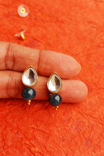 Rozmili  kundan mix color earrings studs