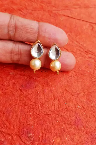 Rozmili  kundan mix color earrings studs