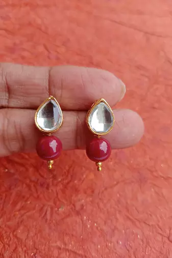 Rozmili  kundan mix color earrings studs