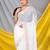 MAHALASA Off White Border Designer Chiffon Saree  With Unstitched Blouse