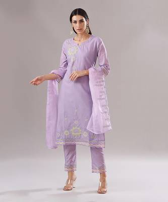 Lilac embroidered suit set 1