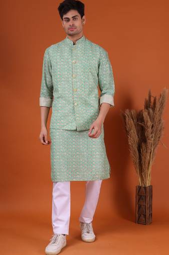 Shiwam ethnix men's kurta top and pyajama with jacket - thrisurr collection