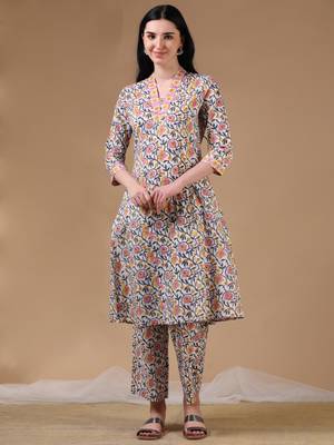 Multi color 3/4th regular sleeve a-line kurta 1