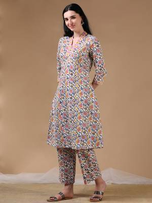 Multi color 3/4th regular sleeve a-line kurta 2