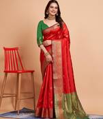 Faux Banarasi Weaving Silk Saree & Faux Banarasi Silk Blouse