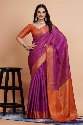 Faux Banarasi Weaving Silk Saree & Faux Banarasi Silk Blouse