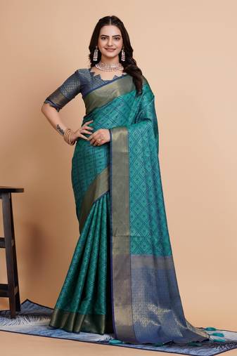 Faux Banarasi Weaving Silk Saree & Faux Banarasi Silk Blouse