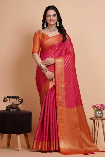 Faux Banarasi Weaving Silk Saree & Faux Banarasi Silk Blouse