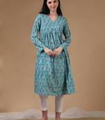 Light green full sleeves casual wear kurta