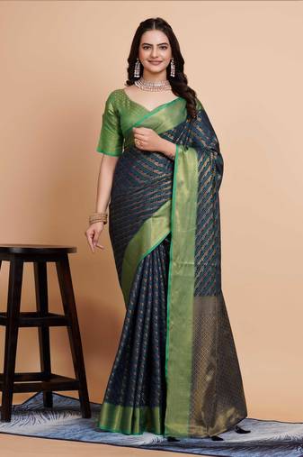 Faux Banarasi Weaving Silk Saree & Faux Banarasi Silk Blouse
