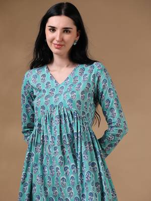 Light green full sleeves casual wear kurta 5
