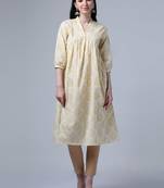 Cream 3/4th sleeves casual wear kurta