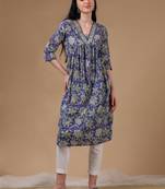 Blue full sleeves casual wear kurta