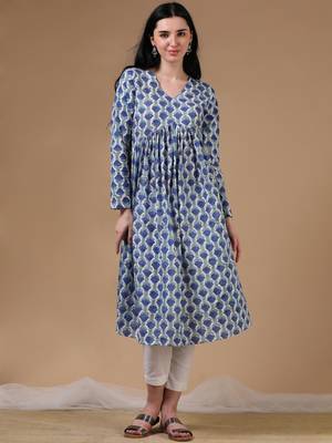 White full sleeves casual wear kurta 1