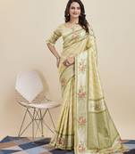 Lemon Banarasi Weaving silk Saree & Banarasi silk blend Blouse